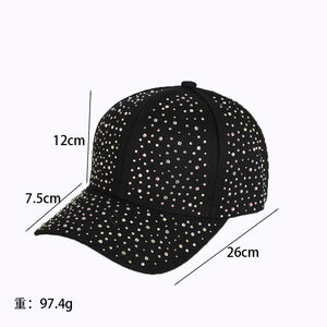 Simple Series Casual Solid Color Cotton Rhinestone Baseball Cap h5 Picture6