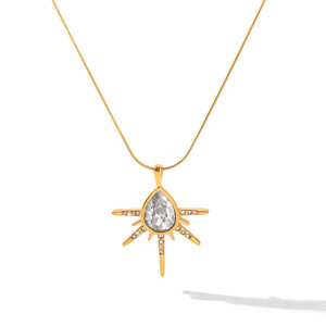 Collana Con Pendente Da Donna Simple Series Daily Dalla Forma Irregolare, Impermeabile, In Acciaio Inossidabile Color Oro Con Zirconi. h5