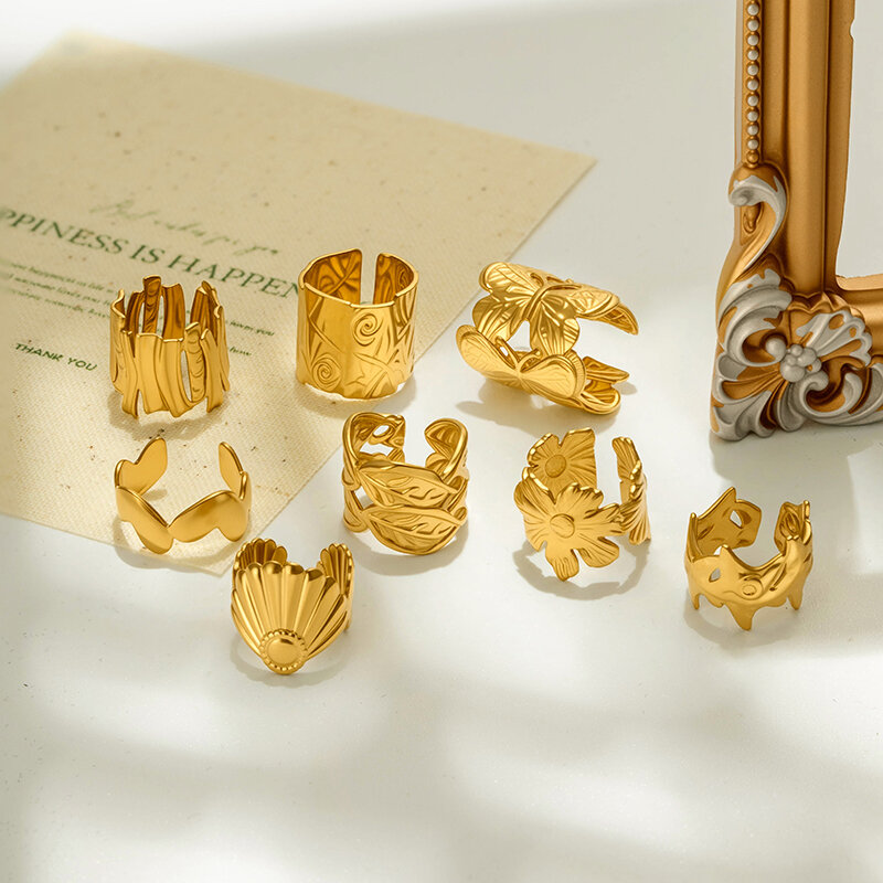Boucles D'Oreilles Manchette D'Oreille Pour Femme, En Acier Inoxydable, Couleur Or, Motif Cœur, Série Simple Image4