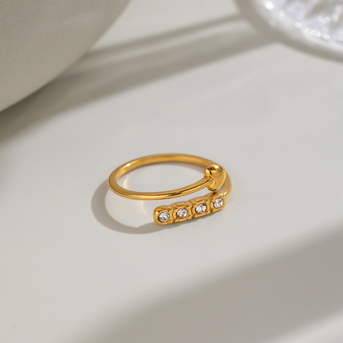 Bagues Pour Femmes En Acier Inoxydable En Forme De Cœur, Étanches, Couleur Or, Ornées De Strass Et De Pierres Précieuses. h5 Image4