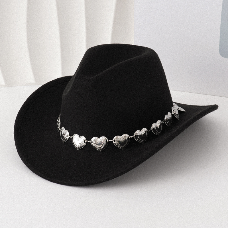 Sombreros De Copa De Tela Lisa Con Estampado De Corazón Bohemio De La Serie Simple