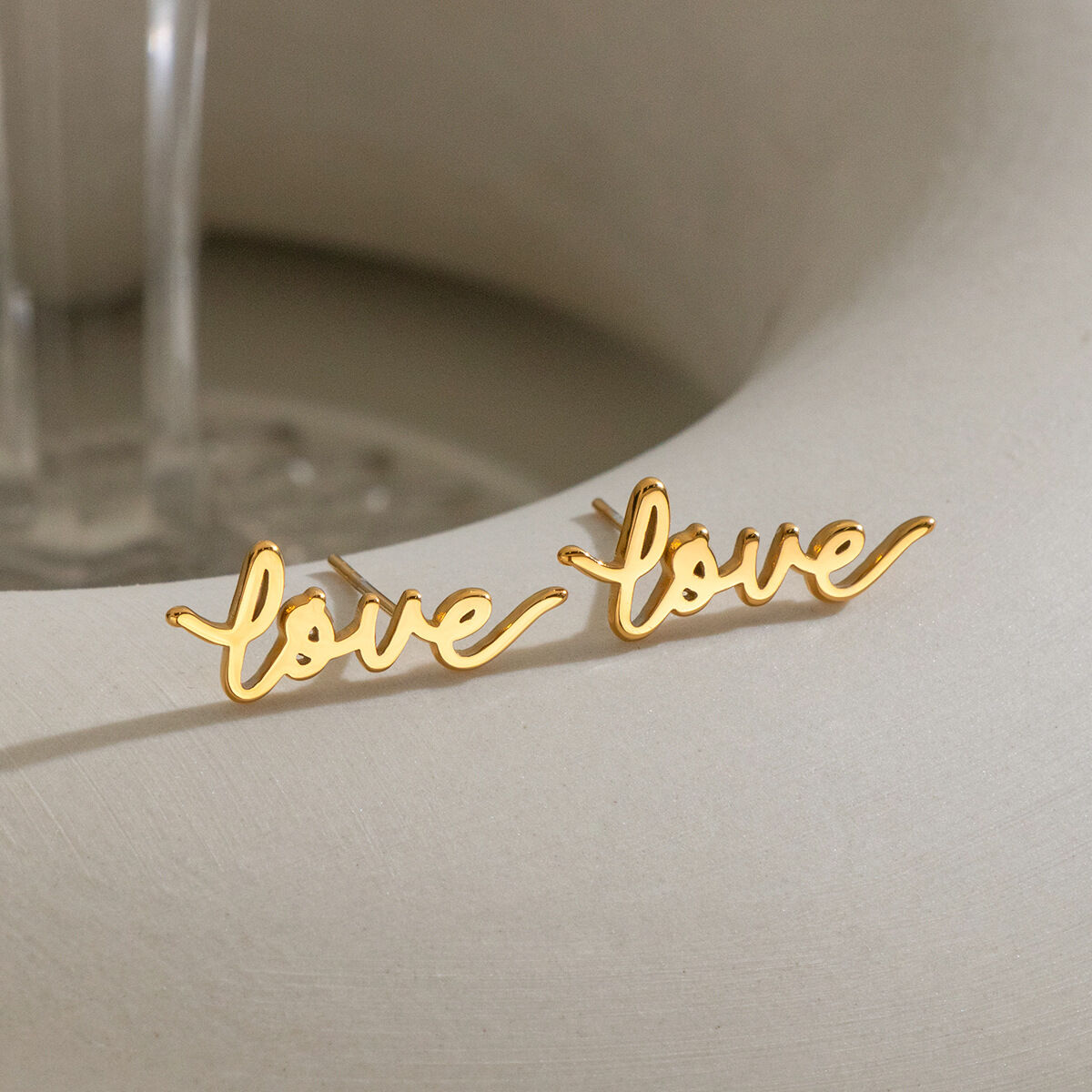 Love Shape Stainless Steel Waterproof Women's Stud Earrings