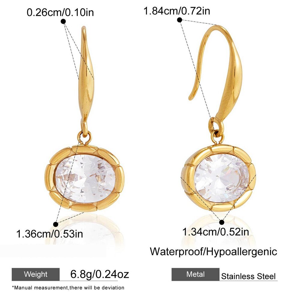 Boucles D'Oreilles Pendantes Pour Femmes, En Acier Inoxydable, Étanches, Couleur Or, Avec Zircon, En Forme De Goutte