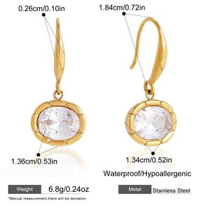 Boucles D'Oreilles Pendantes Pour Femmes, En Acier Inoxydable, Étanches, Couleur Or, Avec Zircon, En Forme De Goutte h5