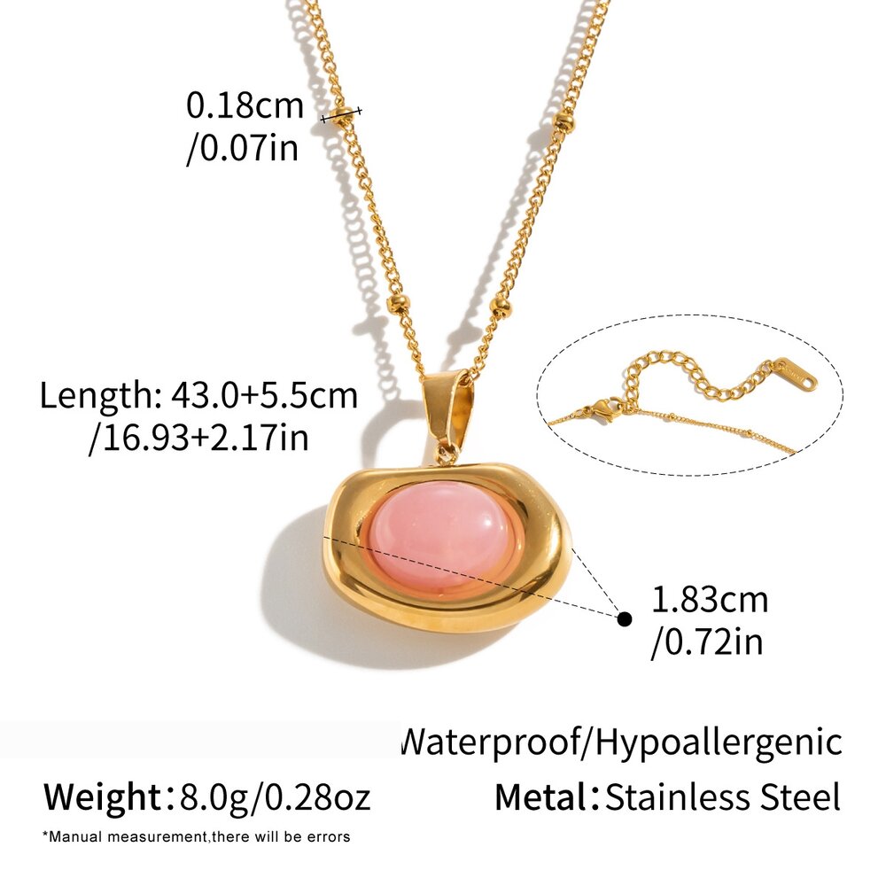 Colliers Pendentifs Pour Femmes En Acier Inoxydable De Forme Géométrique, Étanches, Couleur Or Et Pierre Naturelle