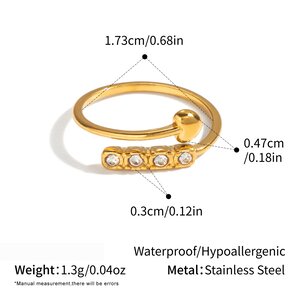 Bagues Pour Femmes En Acier Inoxydable En Forme De Cœur, Étanches, Couleur Or, Ornées De Strass Et De Pierres Précieuses. h5