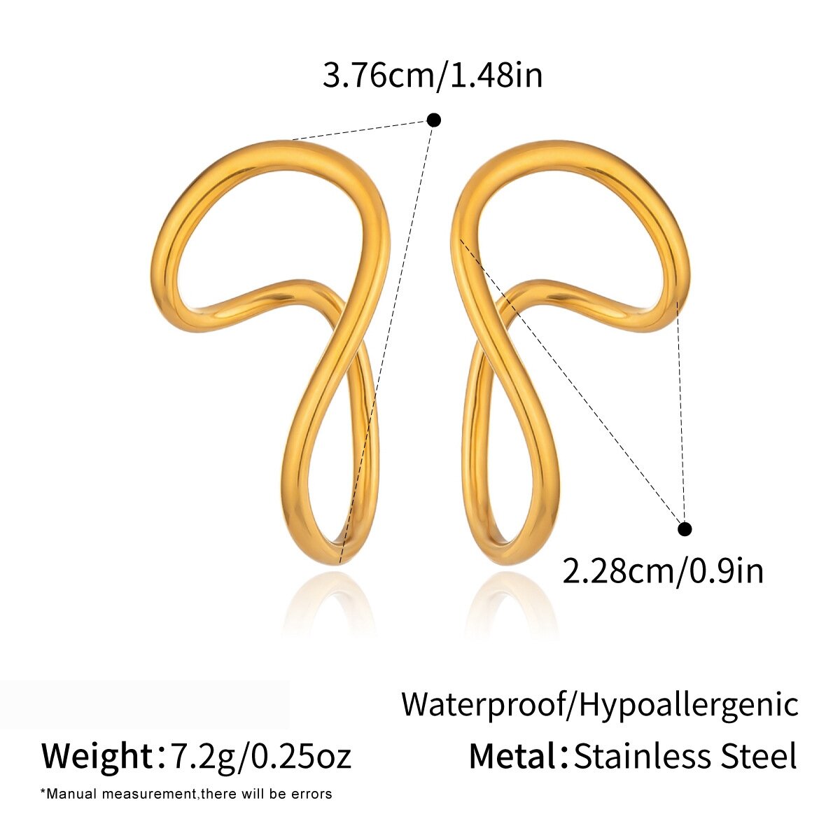 Boucles D'Oreilles Puces Pour Femmes, En Acier Inoxydable, Étanches, Couleur Or, Forme Irrégulière 