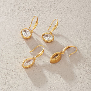 Boucles D'Oreilles Pendantes Pour Femmes, En Acier Inoxydable, Étanches, Couleur Or, Avec Zircon, En Forme De Goutte h5 Image3