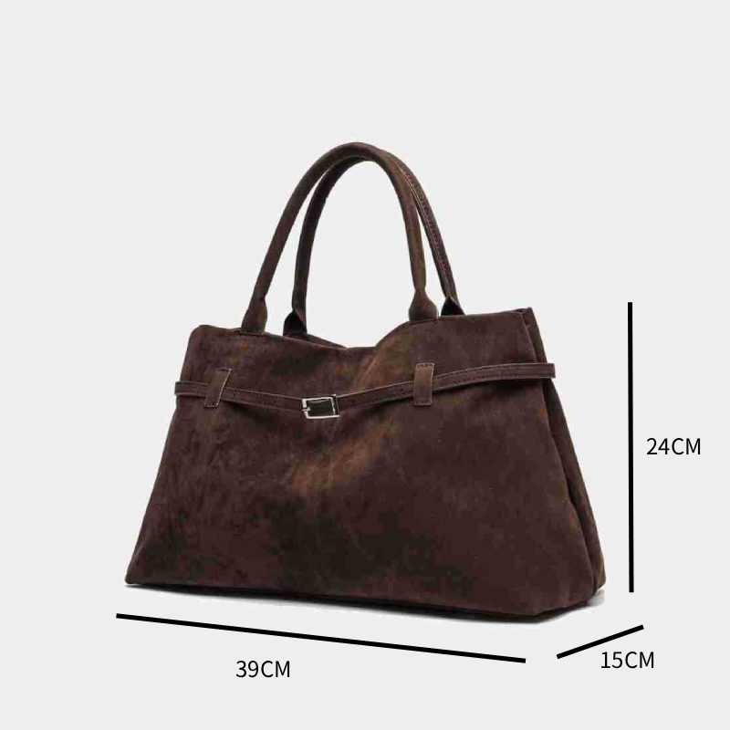 Bolsos De Mano Para Mujer De Estilo Casual Con Herrajes Metálicos Y Diseño Liso En Ante. 