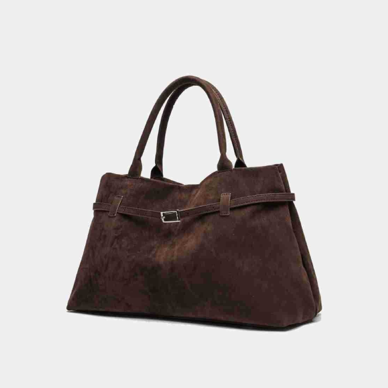 Bolsos De Mano Para Mujer De Estilo Casual Con Herrajes Metálicos Y Diseño Liso En Ante.