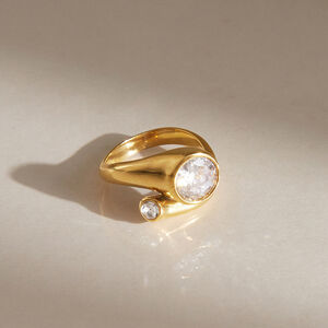 Anillos De Mujer Con Circonitas, Resistentes Al Agua Y Con Forma Geométrica, De Acero Inoxidable Y Color Dorado. h5 Imagen4