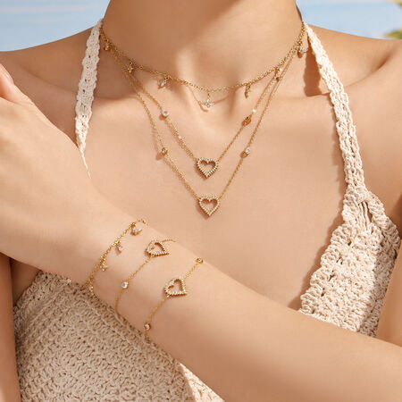 Simple Series Elegant Heart Star Stainless Steel Waterproof Gold Color Women's Pendant Necklaces