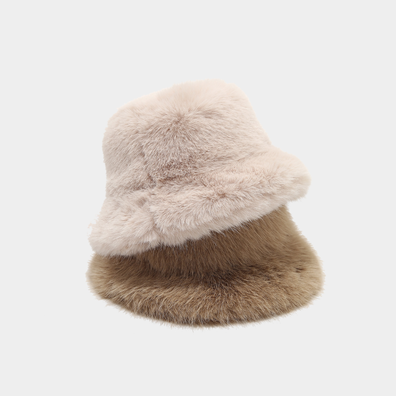 Simple Series Daily Solid Color Imitation Fur Bucket Hats