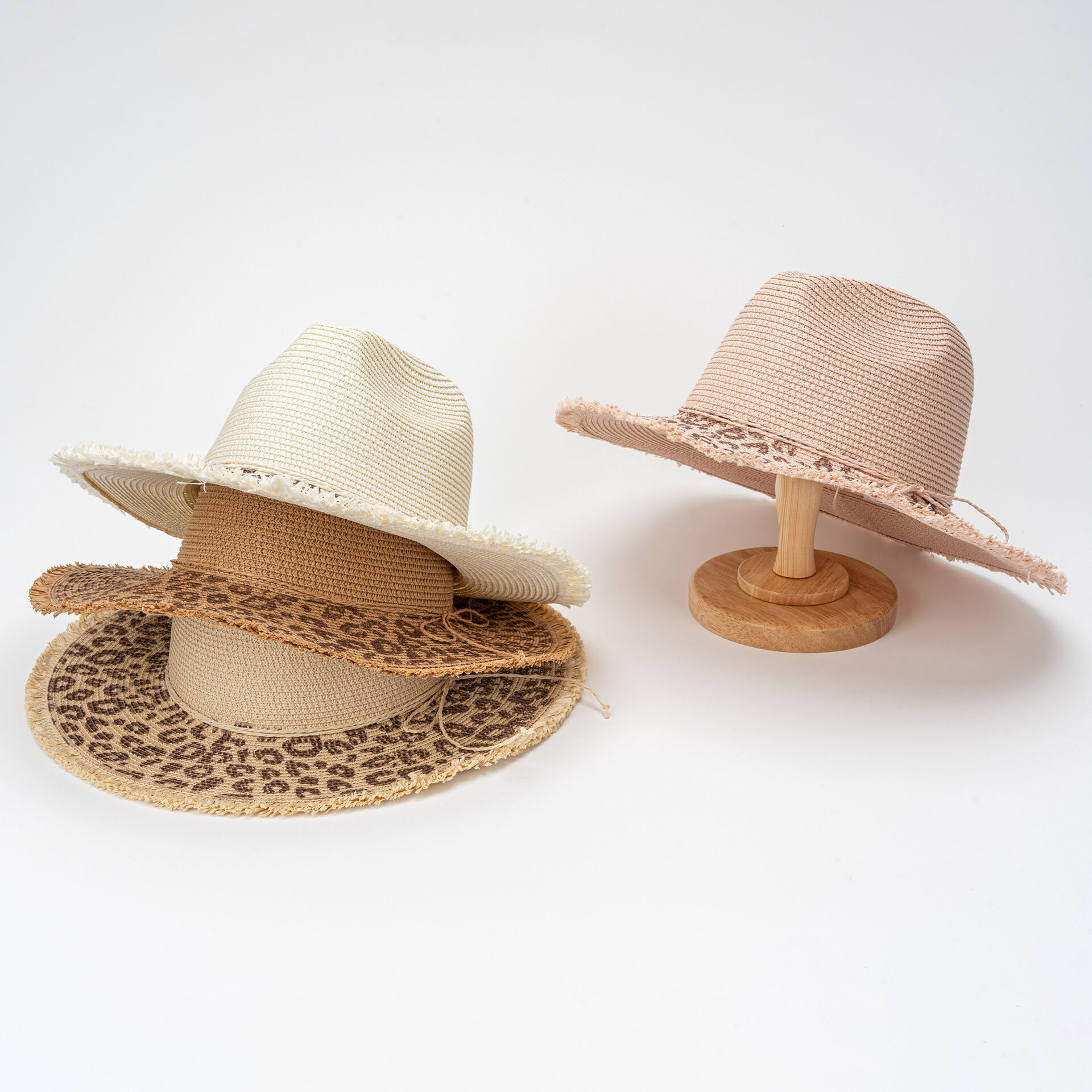 Simple Series Vacation Bow Knot Leopard Print Raffia Straw Hats Picture4