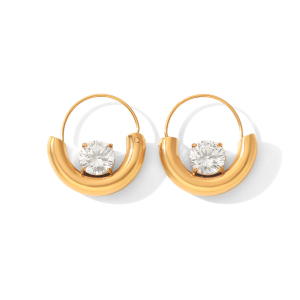 Circle Stainless Steel Waterproof Gold Color Zircon Women's Hoop Earrings h5