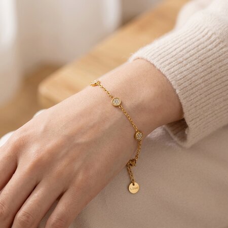 Braccialetti Da Donna Simple Series Daily Circle In Acciaio Inossidabile Impermeabile Color Oro Con Strass. 2