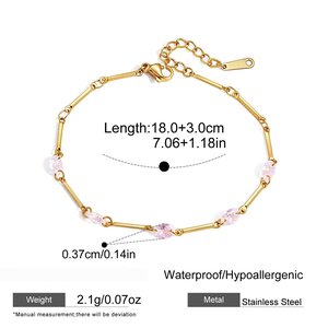Simple Series Sweet Irregular Shape Chain Stainless Steel Waterproof Gold Color Zircon Women's Chain Bracelets h5