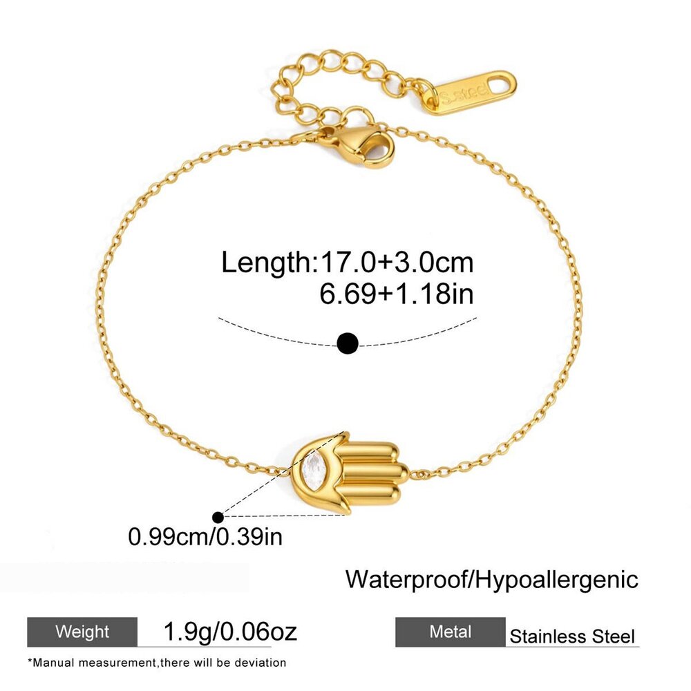 Simple Series Daily Irregular Shape Chain Stainless Steel Waterproof Gold Color Zircon Women's Charm Bracelets