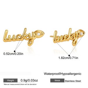 Simple Series Simple Letter Stainless Steel Waterproof Gold Color Zircon Women's Necklaces Sets h5
