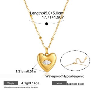 Simple Series Cute Heart Stainless Steel Waterproof Gold Color Zircon Women's Pendant Necklaces h5