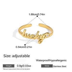 Simple Series Elegant Letter Irregular Shape Heart Stainless Steel Waterproof Gold Color Statement Rings h5