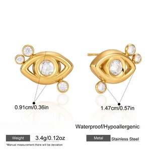 Simple Series Casual Devil's Eye Stainless Steel Waterproof Gold Color Zircon Women's Necklaces Sets h5