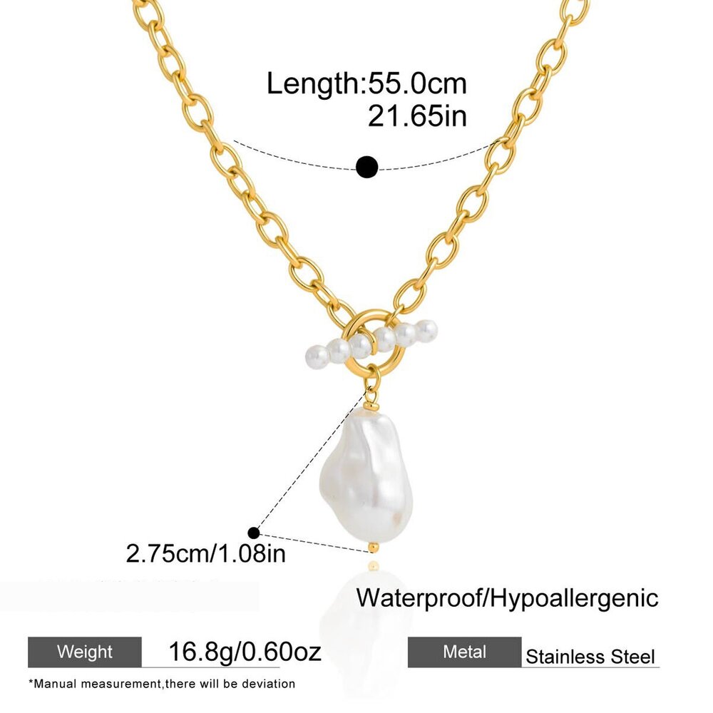 Romantic Series Elegant Irregular Shape Chain Stainless Steel Waterproof Gold Color Women's Beaded Necklaces