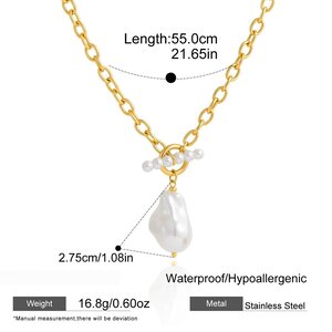 Romantic Series Elegant Irregular Shape Chain Stainless Steel Waterproof Gold Color Women's Beaded Necklaces h5