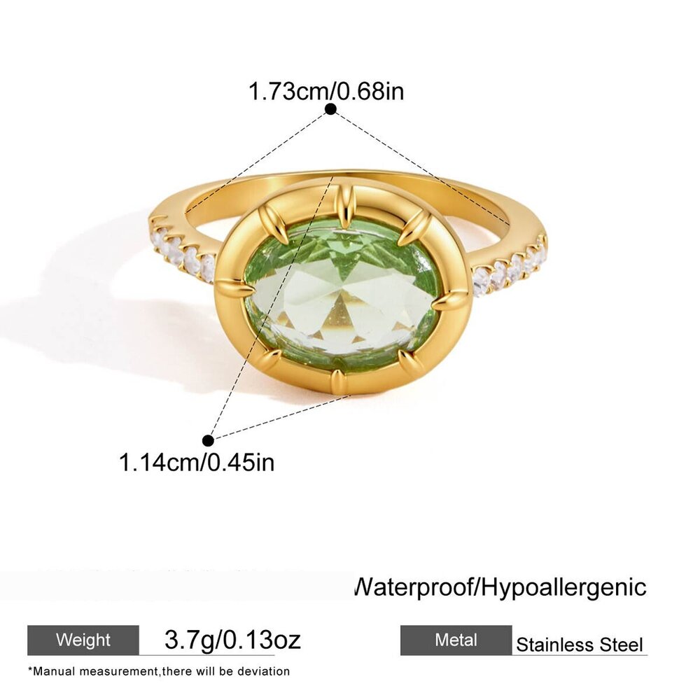 Luxurious Series Sweet Geometric Shape Stainless Steel Waterproof Gold Color Zircon Women's Gemstone Rings