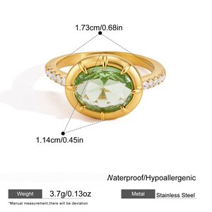 Luxurious Series Sweet Geometric Shape Stainless Steel Waterproof Gold Color Zircon Women's Gemstone Rings h5