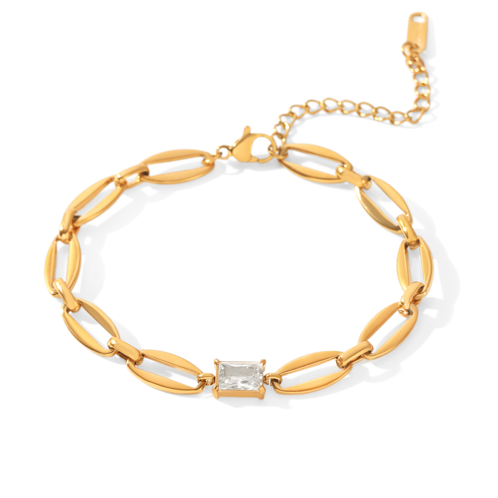 Chain Stainless Steel Waterproof Gold Color Zircon Women's Chain Bracelets