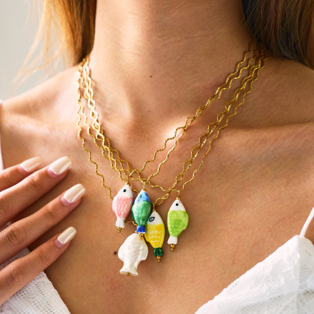 Simple Series Daily Fish Stainless Steel Waterproof   Gold Color  Women's Pendant Necklaces
