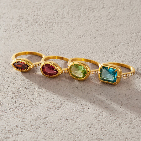 Luxuriöse Serie: Elegante, Geometrische Edelstahlringe In Goldfarbe Mit Zirkonia Für Damen