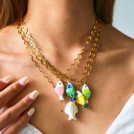 Simple Series Daily Fish Stainless Steel Waterproof   Gold Color  Women's Pendant Necklaces 2