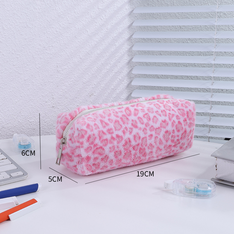 Simple Series Retro Polyester Solid Color Leopard Print Pen Pouches Picture8