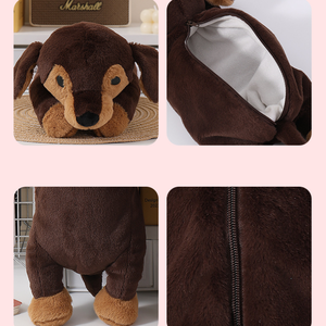 Simple Series Cute Imitation Fur Animal Mixed Color Dachshund Pen Pouches h5 Picture3