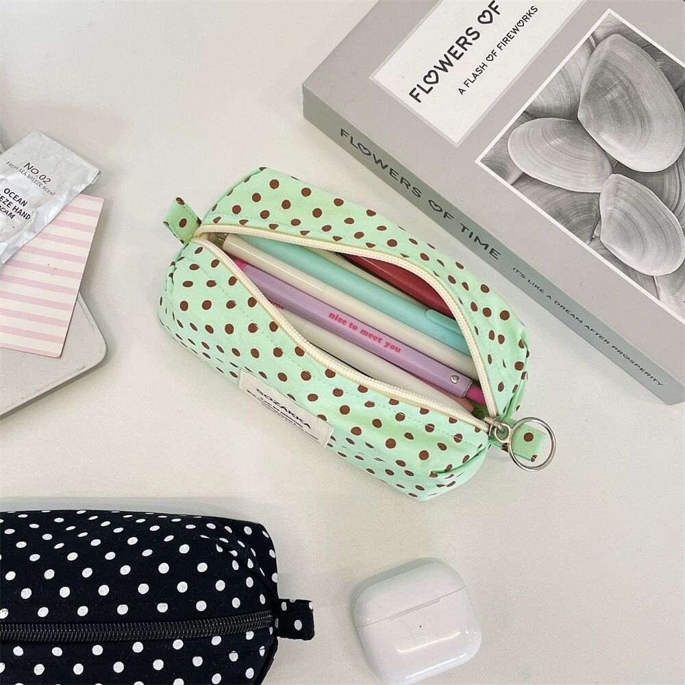 Lässige Federmäppchen Aus Polyester, Einfarbig, Mit Polka-Dots 2