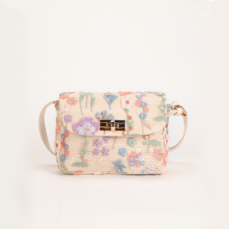 Casual Style Embroidered Woven Flower Woven Raffia Women's Square Shoulder Bags h5Picture2