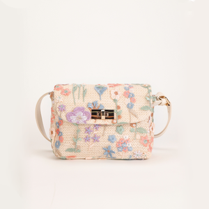 Casual Style Embroidered Woven Flower Woven Raffia Women's Square Shoulder Bags h5 Picture2