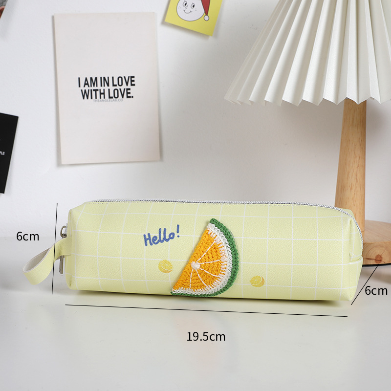Eenvoudige Serie Casual Pu-Pennenetuis Met Fruitruitpatroon En Aardbeimotief. h5Afbeelding4