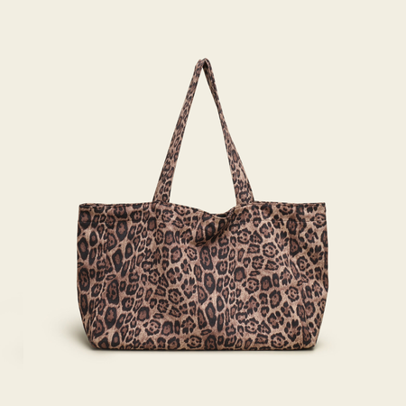 Casual Style None Leopard Print Canvas Women's Tote Bags 2