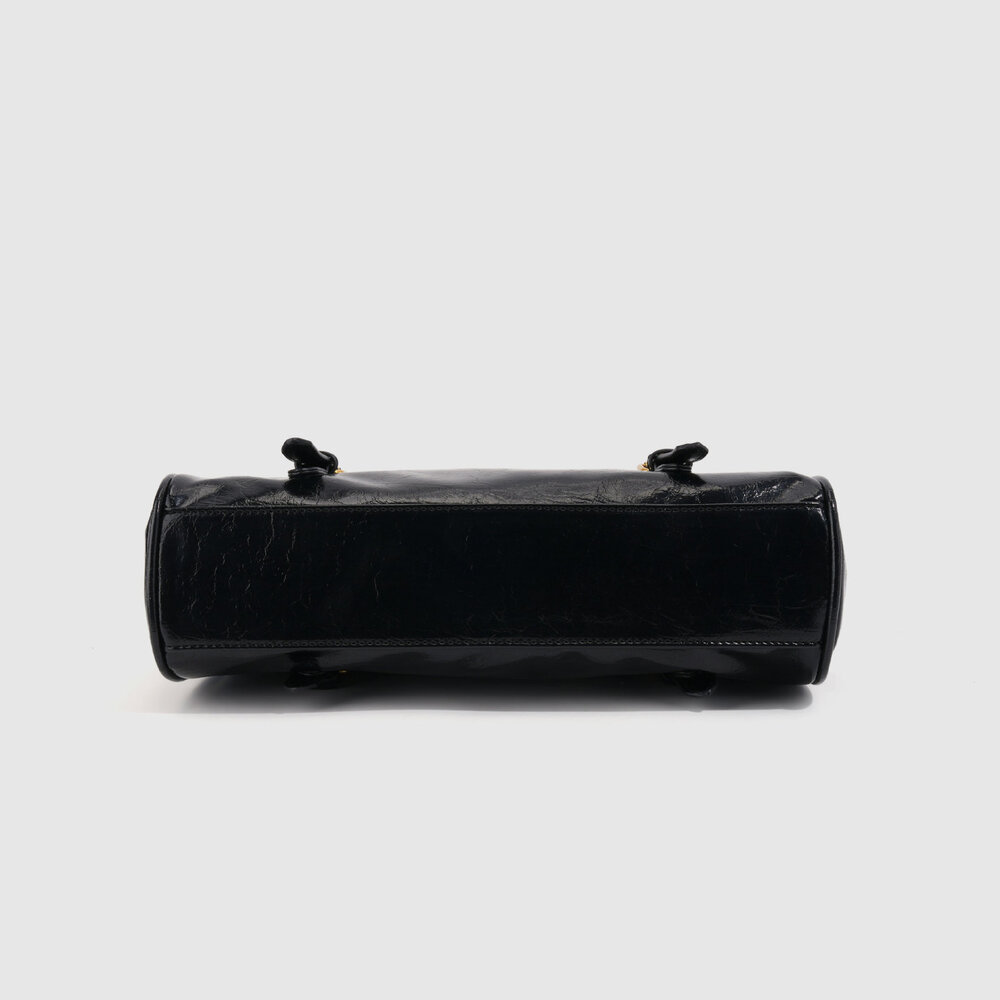 Streetwear Style Metal Hardware Solid Color Pu Women's Bowling Handbags h5Picture5