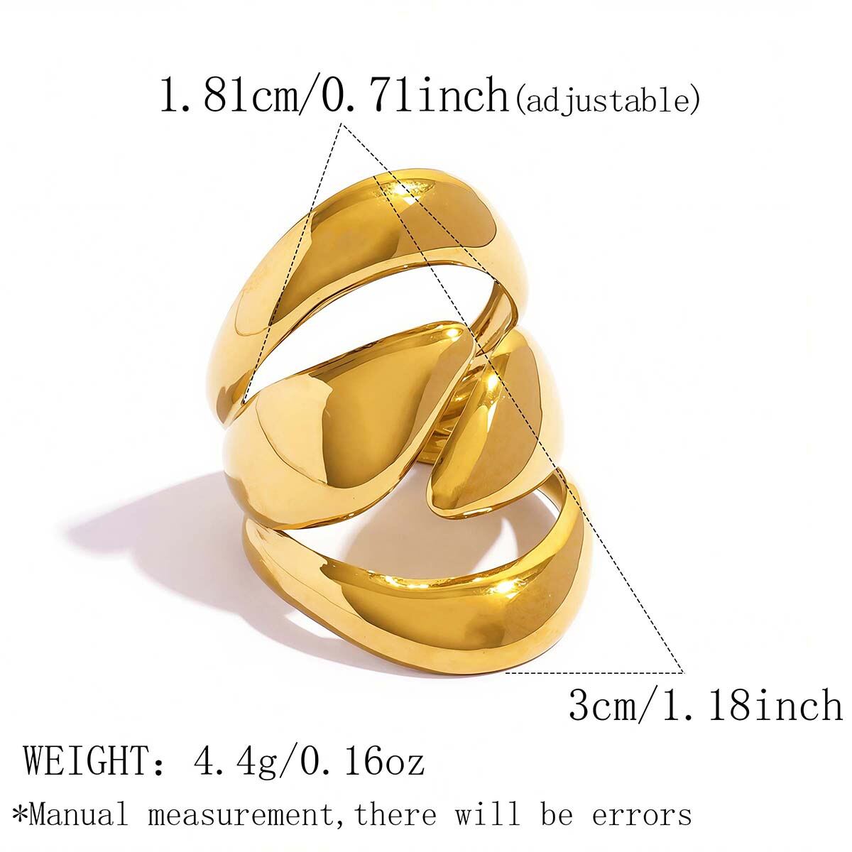 Simple Series Daily Irregular Shape Stainless Steel Waterproof   Gold Color  Women‘s Statement Rings h5 