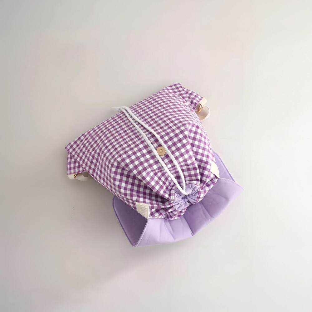 Solid Color Plaid Cotton Backpack h5Picture5