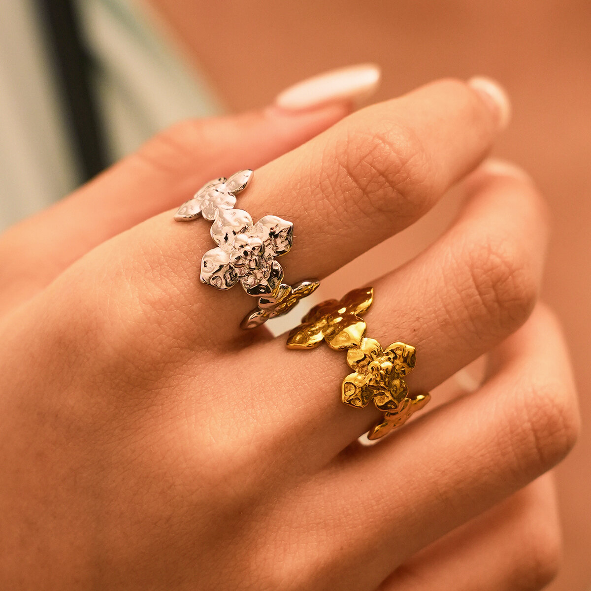 Retro Series Daily Cross Stainless Steel Waterproof   Gold Color  Women‘s Statement Rings