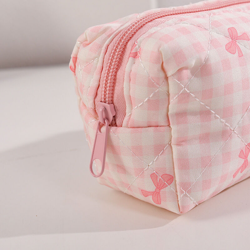 Simple Series Sweet Polyester Bow Knot Plaid Pen Pouches h5Picture4