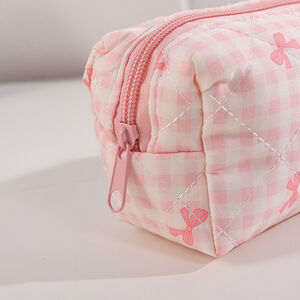 Simple Series Sweet Polyester Bow Knot Plaid Pen Pouches h5 Picture4