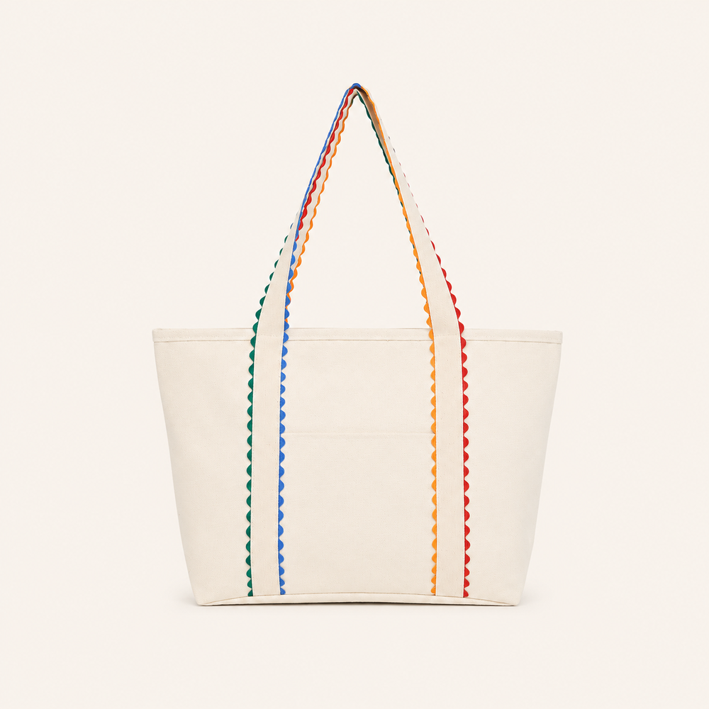 Casual Style Embroidered Solid Color Mixed Color Gradient Color Canvas Women's Square Tote Bags