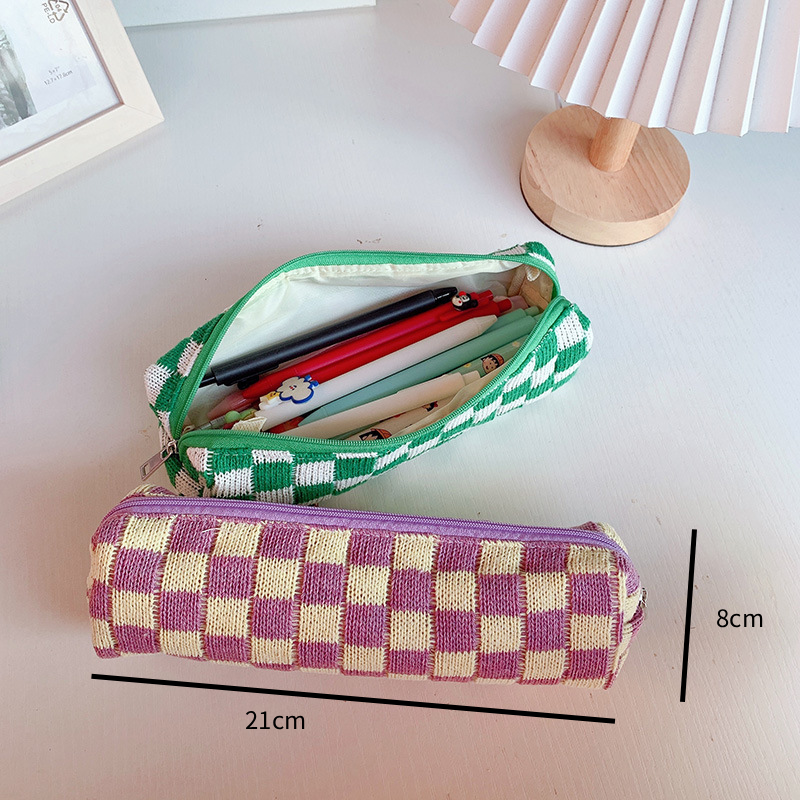 Estuches Para Bolígrafos De Imitación De Piel A Cuadros De Colores Variados, Estilo Casual Y Sencillo. h5Imagen6