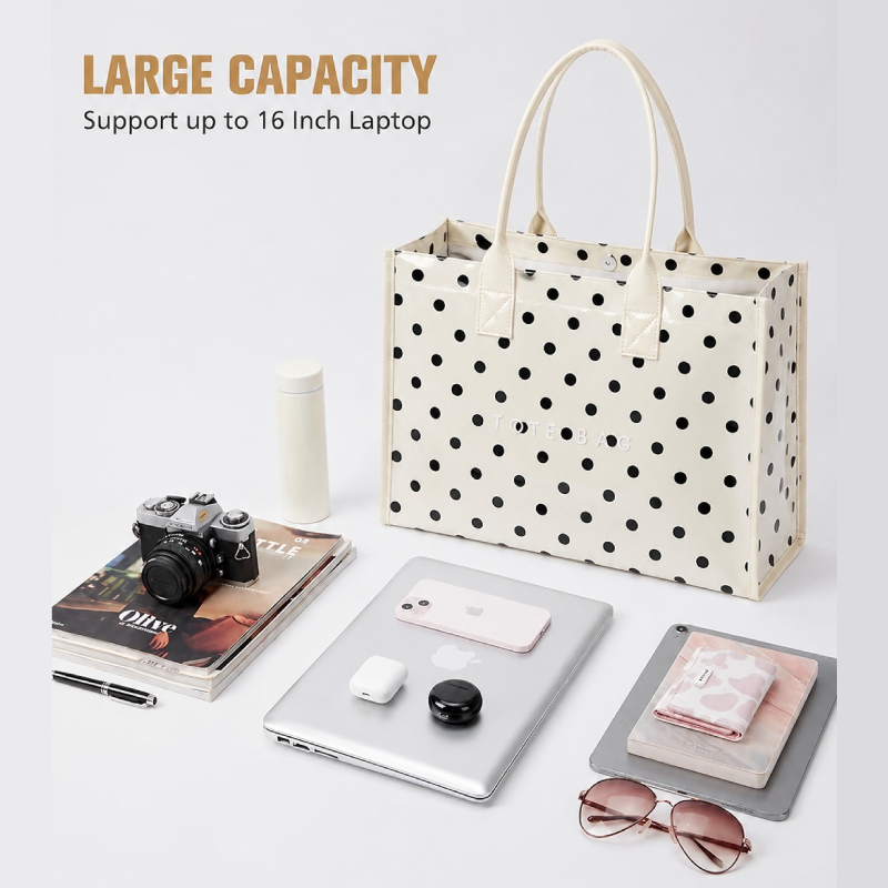 Parisian Chic Style Pvc / Transparent Printed Letter Solid Color Polka Dots Pvc Women's Tote Bags h5Picture3